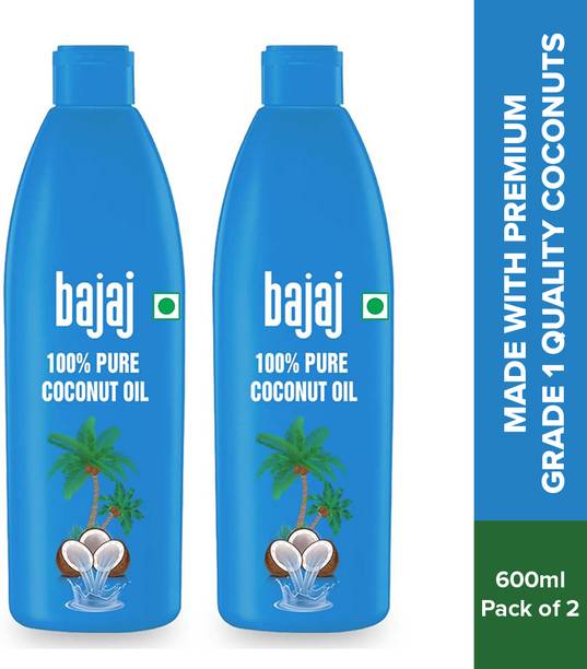 BAJAJ 100% Pure Coconut Oil Pack of 2 Made with Premium Grade 1 Quality Coconuts Hair Oil