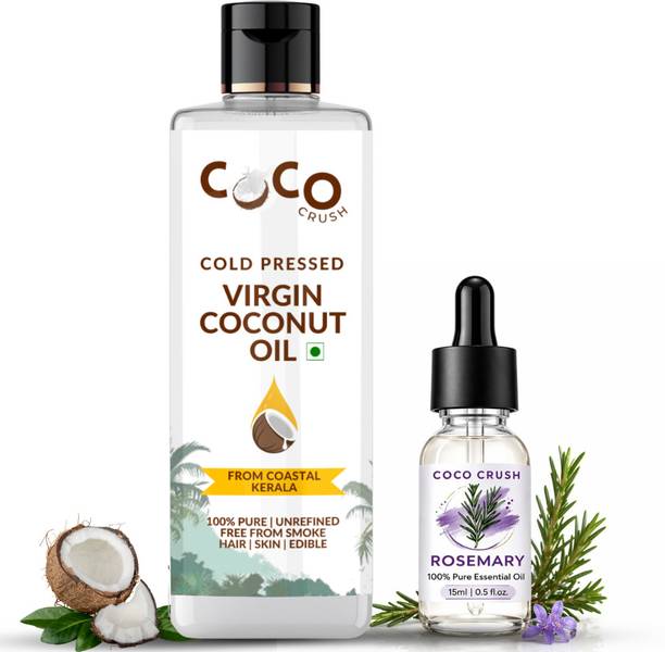 COCO CRUSH Rosemary & Virgin Coconut Oil For Hair Growth, Anti-HairFall & Scalp (15ml+50ml) Hair Oil