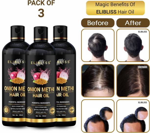 ELIBLISS Onion Methi(Fenugreek)Hair Oil For Hair Growth,hair-fall control Pack Of 3 Hair Oil