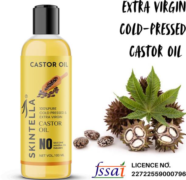 Skintella 100% Pure Cold-Pressed Castor oil -For Hair,Skin,Nails,Eyebrow & Eyelashes Hair Oil