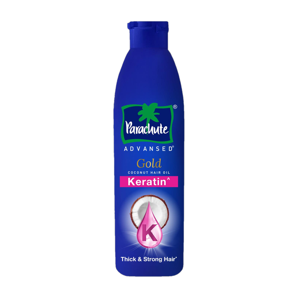 Parachute Advansed Gold Keratin Coconut Hair Oil | Thick & Smooth Hair| No Paraben or Silicone Hair Oil
