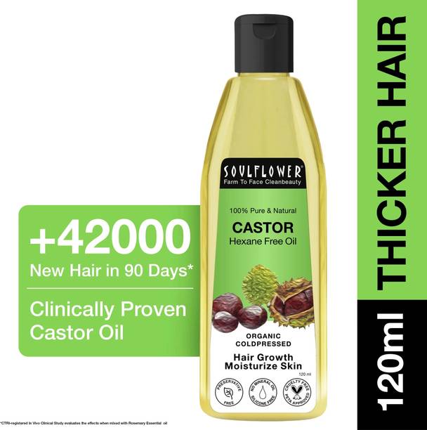 Soulflower Coldpressed Castor Oil For Thick Hair | Eyebrows | Lashes | Skin Nourishment Hair Oil