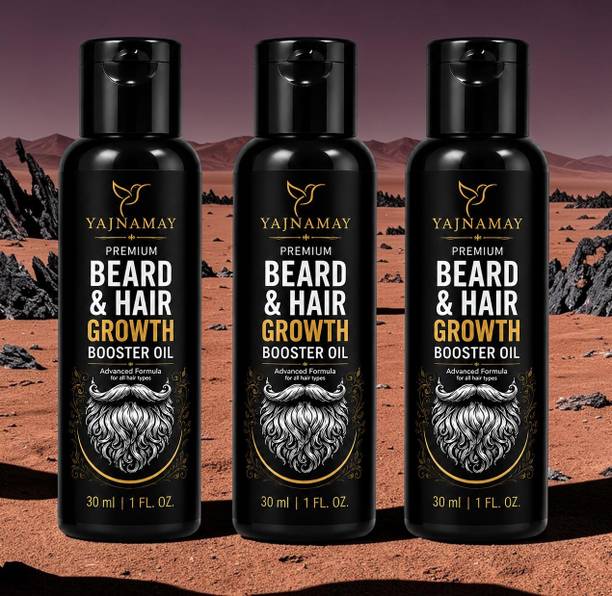 YAJNAMAY Natural Beard & Hair Growth Booster Oil Daily Care Pack of 3 Hair Oil