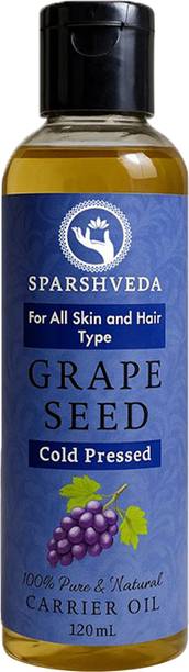 Sparshveda Grapeseed Oil: Skin, Hair, Massage. Lightweight, anti-aging, hydrates Hair Oil