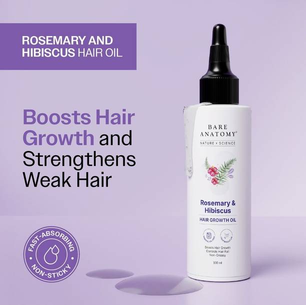 BARE ANATOMY Rosemary & Hibiscus Hair Growth Oil enriched with Bhringraj for New Hair Growth Hair Oil