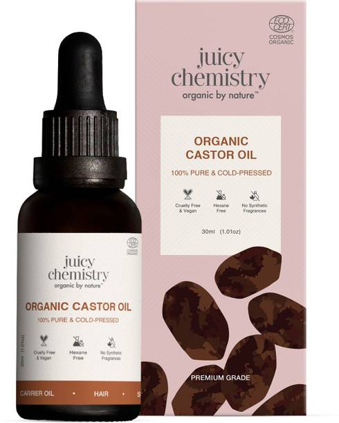 Juicy Chemistry Organic Castor Oil | Promotes Hair Growth | 100% Pure, Cold-Pressed & Organic Hair Oil