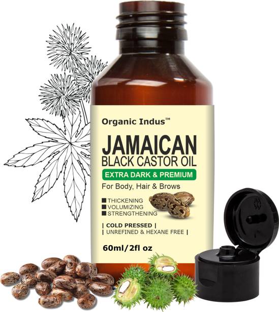 Organic Indus Extra Dark Jamaican Black Castor Oil 60ml for Support Hair Growth Hair Oil