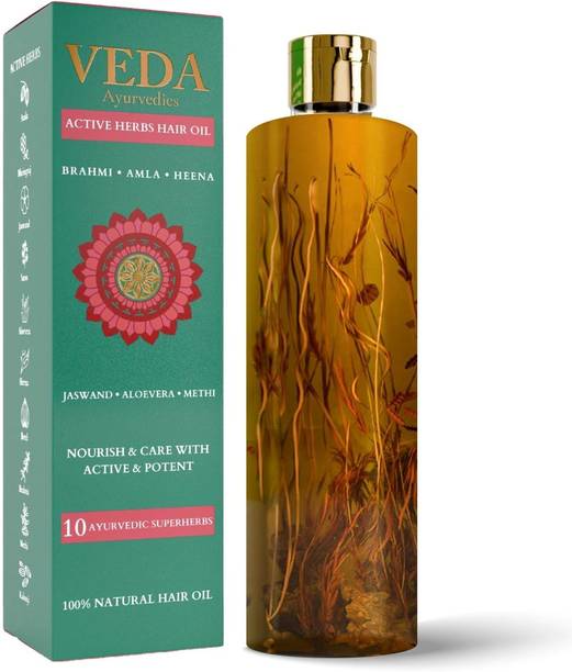 Veda Ayurvedics Veda Active Herbs Hair Oil | Ayurvedic Jadi Butis Infused Oil | 200ml Hair Oil