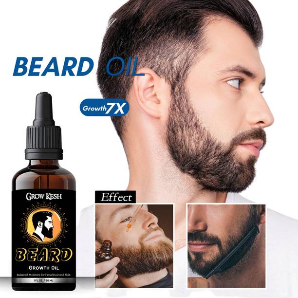 Growkesh 7X Easy to Grow Beard Growth oil with Jojoba & Almond Based Beard Oil Hair Oil