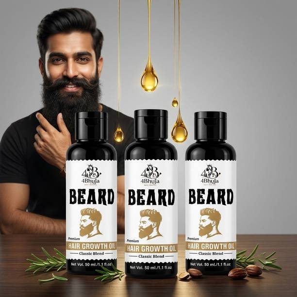 4bhuja 4 Bhuja (CharBhuja) Premium Beard & Hair Growth Oil (Pack of 3, 50ml each) Hair Oil