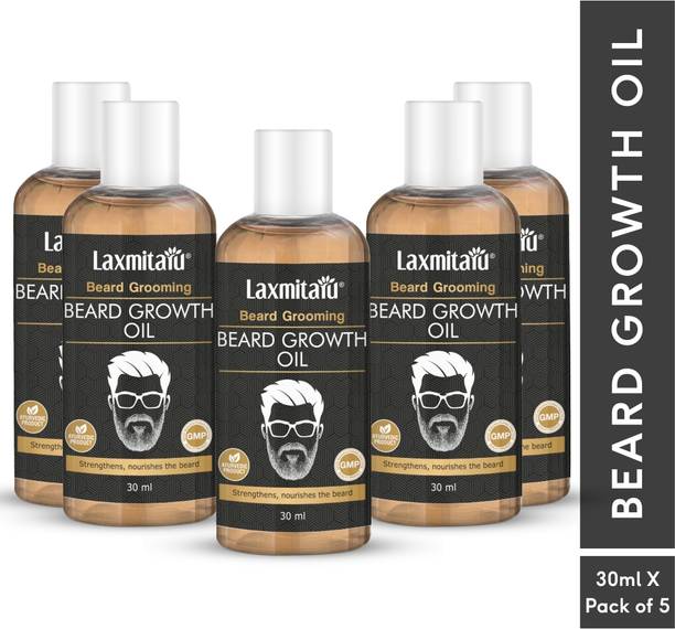 Laxmitaru Beard Growth Oil For Grooming, Strengthening & Nourishing | 30 ml x Pack of 5 Hair Oil