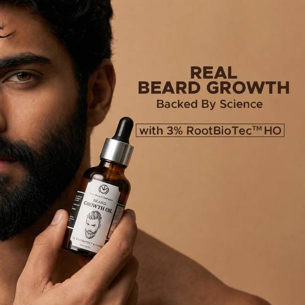 THE MAN COMPANY Beard Oil for Growing Beard Faster with Almond & Thyme, 100% Natural, Best Beard Growth Oil for Men, Nourishes & Strengthens Uneven Patchy Beard - 30ML Hair Oil