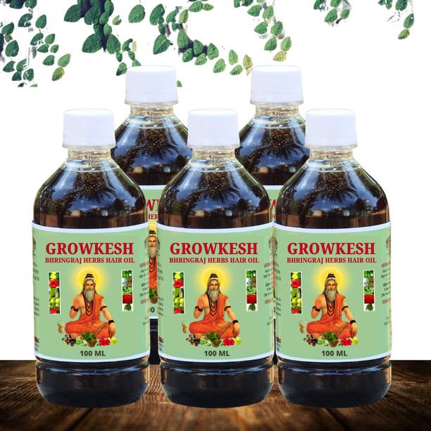 Growkesh Bhringraj Herbal Natural Hair Oil & Anti Hair Fall Dandruff Control Hair Oil