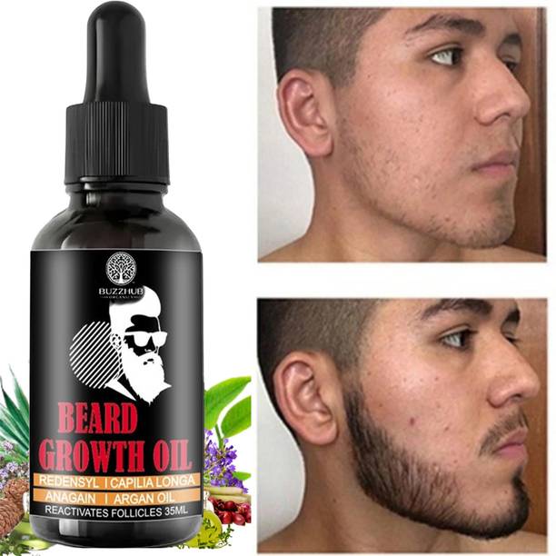 Buzzhub Beard Growth Oil 35ml | Ayurvedic Vitamin E Oil for Thicker, Faster & Healthier Hair Oil