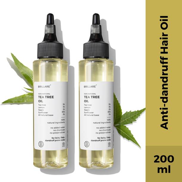 BRILLARE Tea Tree Hair Oil, with Lemon & Sunflower Oil, Dry, Itchy Scalp, 100% Natural Hair Oil
