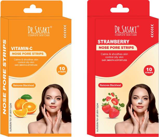 DR.SASAKI COMPLETE SKIN CARE Nose Pore Strips Vitamin C & Charcoal Combo – Deep Cleansing & Brightening Strips