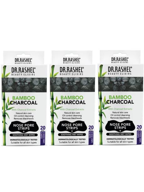 DR.RASHEL Bamboo Charcoal Nose Strip & Wet Wipes for Whiteheads & Blackheads Remover Strips