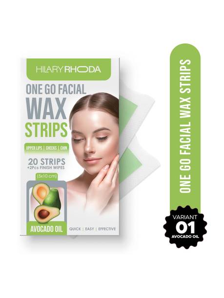 Hilary Rhoda One Go Facial Wax Strips| With 2 Finish Wipes | Face,Upper Lip & Chin Facial Wax Strips