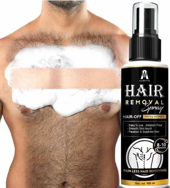 ALOETIC Hair Removal CreamSpray or Men Chest,Back,Legs,Under Arms & Intimate Area Cream