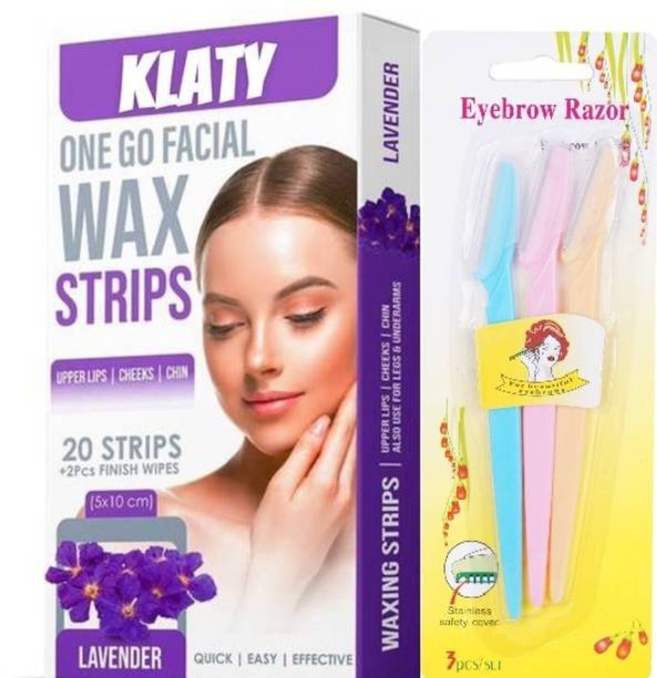 klaty Facial Wax Strips with Tinkle Razor Set |Face ,Under Arms,Wax Strips|d Lavender Strips