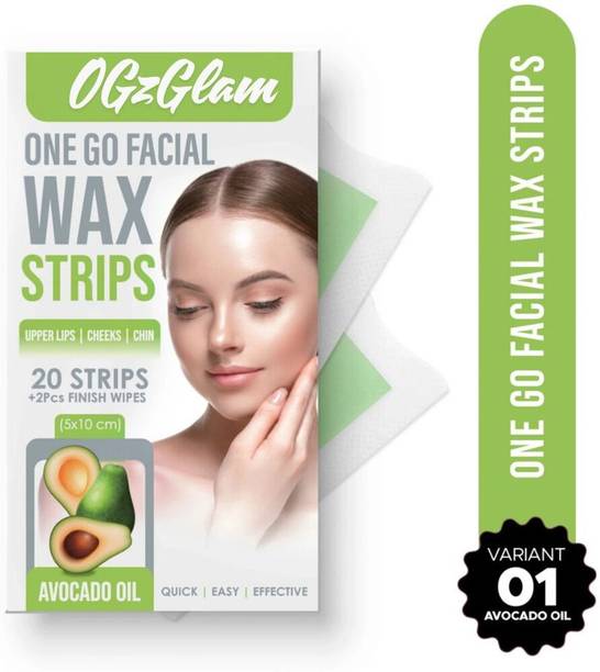 OGzGlam One Go Facial Wax Strips| With 2 Finish Wipes | Face,Upper Lip & Chin Facial Wax Strips