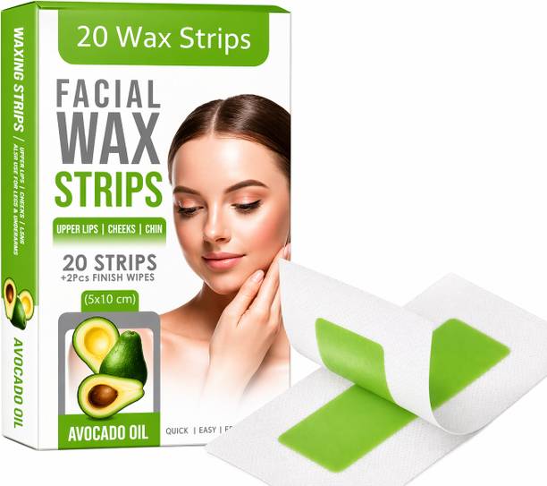 HSQ Upper Lip Facial Wax Strips | Avocado Oil Hair Removal 20 Strips Strips
