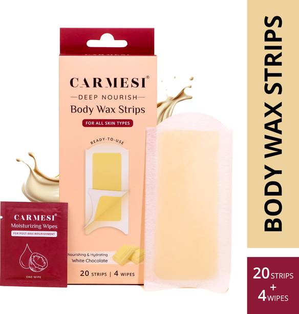 Carmesi Deep Nourish Body Wax Strips | Arms, Legs, Bikini Area | 4 Wipes | Cold Waxing Strips