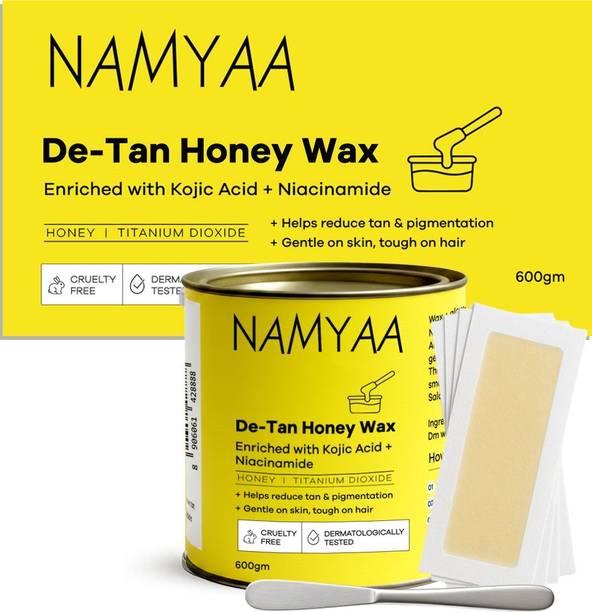 नम्या De-Tan Honey Wax with Kojic Acid & Niacinamide| For Smooth & Even Skin| Strips &