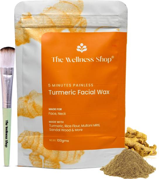 The Wellness Shop Turmeric Facial Wax Powder-5 Minute Painless Herbal Wax Powder 100g Pack Of 1 Powder