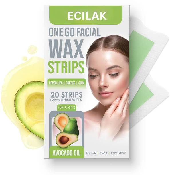 ECILAK (20 Strips) Facial Wax Strips|Face,Upper Lip, Chin |With Avocado Extract Strips Strips