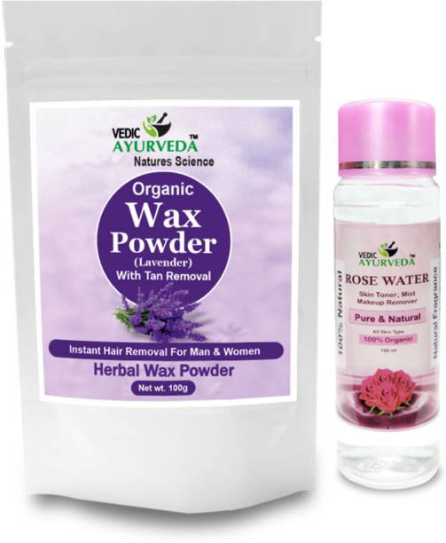 VEDICAYURVEDA Lavender Wax Powder for Hands, Legs, Underarms and Bikini With Rose Water 120ml Powder