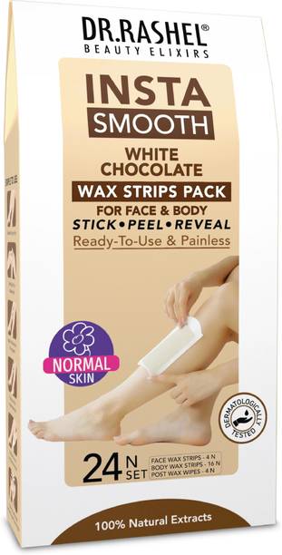 DR.RASHEL Insta Smooth White Chocolate Wax Strips Painless Pack for Face & Body Stick Peal Strips
