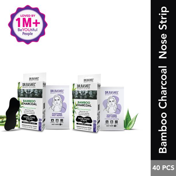 DR.RASHEL Bamboo Charcoal Nose Strip & Wet Wipes for Whiteheads & Blackheads Remover Strips