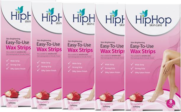 HipHop Skincare Body Wax Strips with Argan Oil - Strawberry Strips Pack of 5 Wax