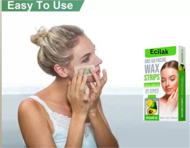 ECILAK Facial Wax Strips|Face,Upper Lip, Chin |With Avocado Extract Strips Strips-20 Strips