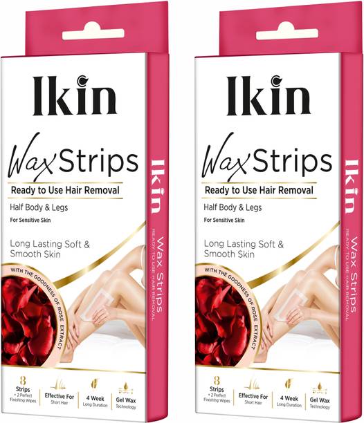 Ikin Instant Wax Strip with Rose Extract For Sensitive Skin (Pack of 2)- 8x2 Strips
