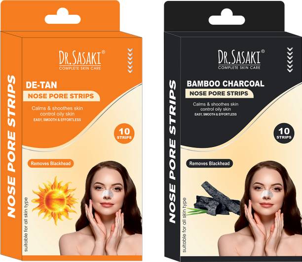 DR.SASAKI COMPLETE SKIN CARE Nose Pore De-Tan & Charcoal Combo | Deep Cleansing & Oil Control Strips