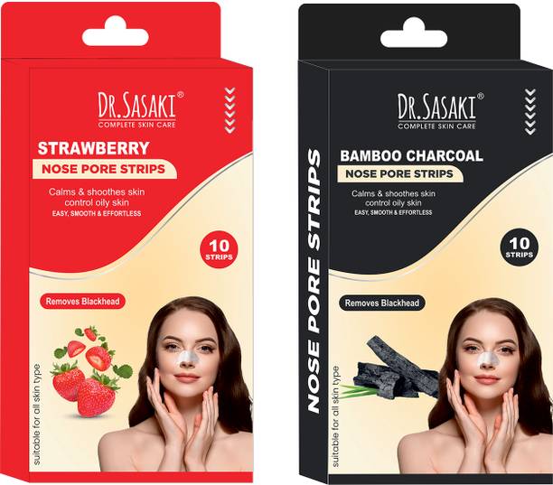 DR.SASAKI COMPLETE SKIN CARE Nose Pore Strawberry & Charcoal Combo – Deep Cleansing & Oil Control Strips