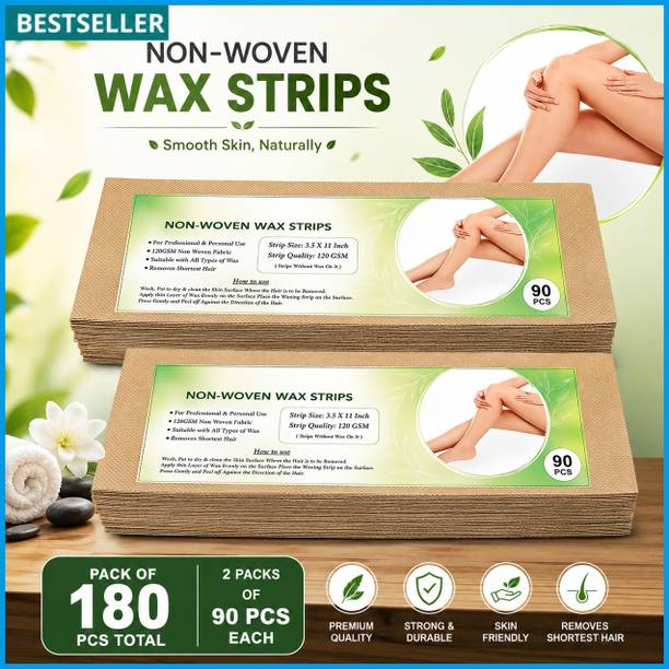 waxking Herbal 190 Waxing Strips for Men & Women, Non-Woven Hot Wax Strips Strips