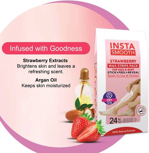 GULGLOW99 Insta Smooth Strawberry Wax Strips Pack for face and body. Strips