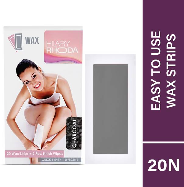 Hilary Rhoda Easy To Use Wax Strips |For Arms, Legs & Body |2 Finish Wipes Strips | Charcoal Strips