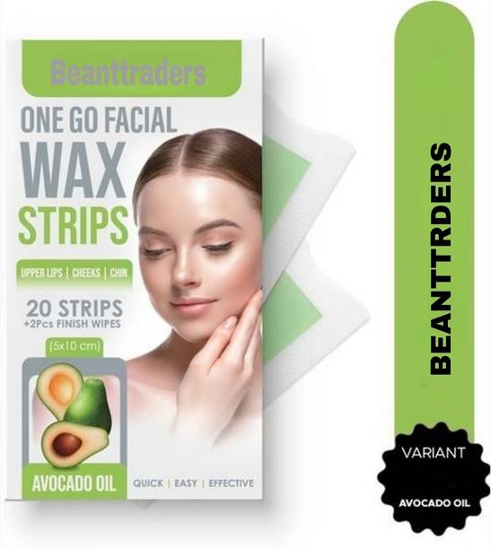 BeantTraders Facial Wax Strips Face,Upper Lip & Chin Facial Wax Strips (20 Strips +2wipes Strips