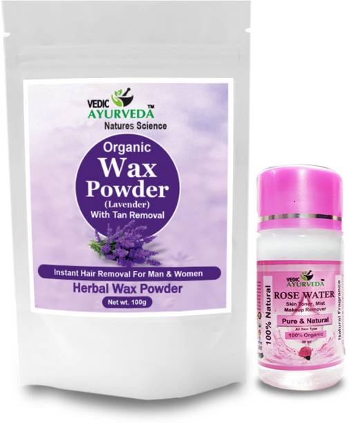 VEDICAYURVEDA Lavender Wax Powder for Hands, Legs, Underarms and Bikini With Rose Water 60ml Powder