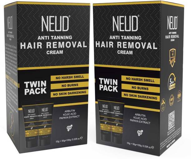 NEUD Anti-Tanning Hair Removal Cream for Men and Women – 2 Twin Packs Cream