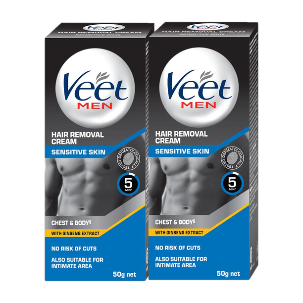 Veet Men Hair Removal, Wax Chest Body underarm, Better than Razor,Sensitive Skin Care Cream