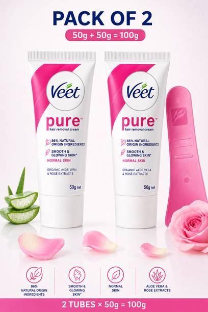 Veet Pure Hair Removal Cream Duo Pack (50g x 2 | Total 100g) Cream