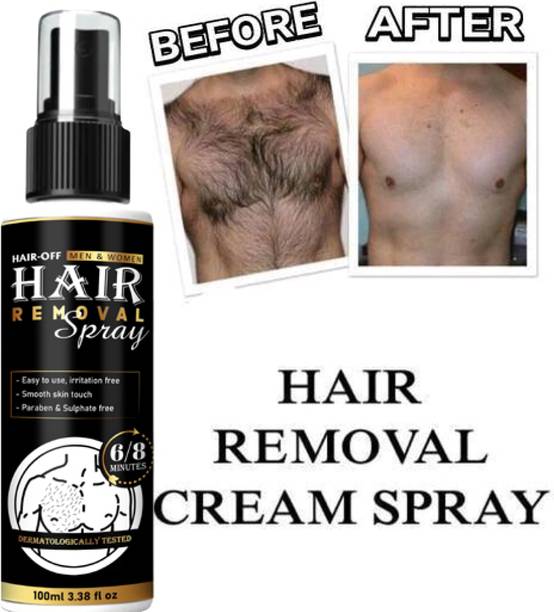 GLAMITY Hair Removal Cream for Men Chest, Back, Legs, Under Arms & Intimate Area Spray 3 Spray