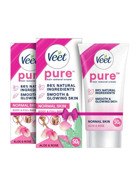 Veet Wax for Body Bikini, Women Hair Removal, with aloe vera rose, normal skin care Cream