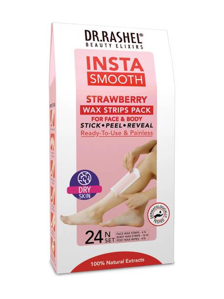DR.RASHEL Insta Smooth Strawberry Wax Strips | Face & Body Stick Peel Reveal Strips� Strips
