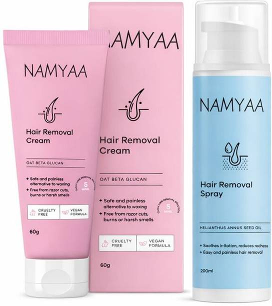 Namyaa Hair Removal Spray 200ml with Hair Removal Cream 60gm | Painless Hair Removal Spray